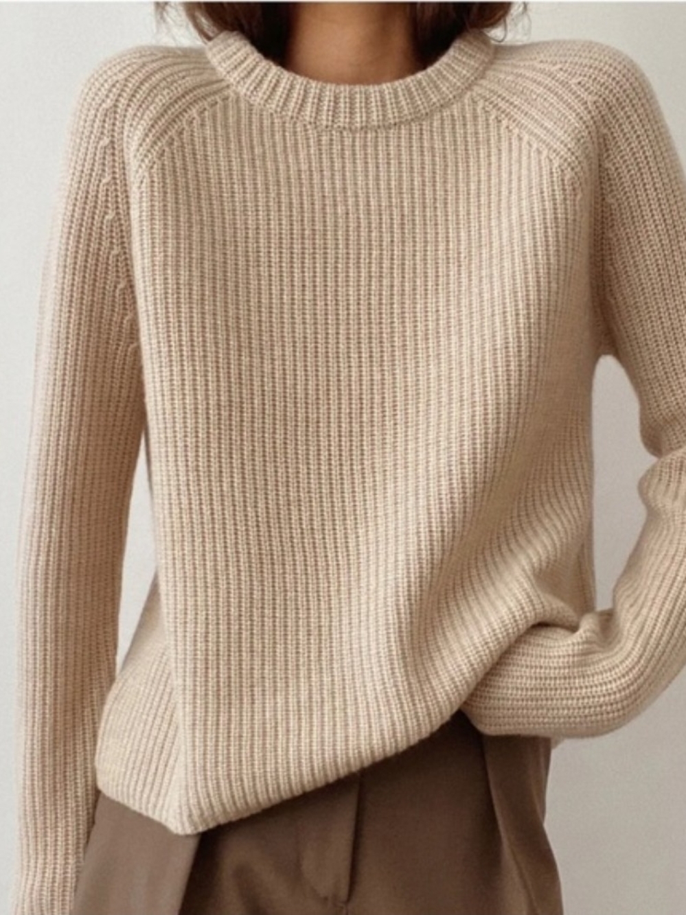 Jenni Kayne 100% Cashmere Fisherman Sweater Oatmeal 3X